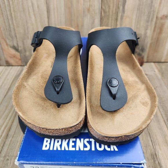 Womens Birkenstock Gizeh BS size 7 (Euro 38) Black Leather Flip Flops Sandals - Picture 2 of 8